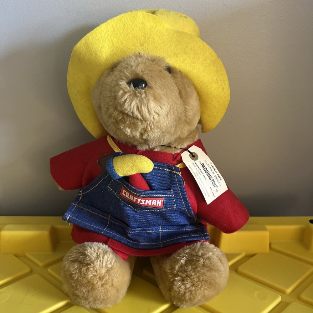Paddington Bear Craftsman Plush Teddy Tool Apron 15” Sears Kids Gifts Vintage